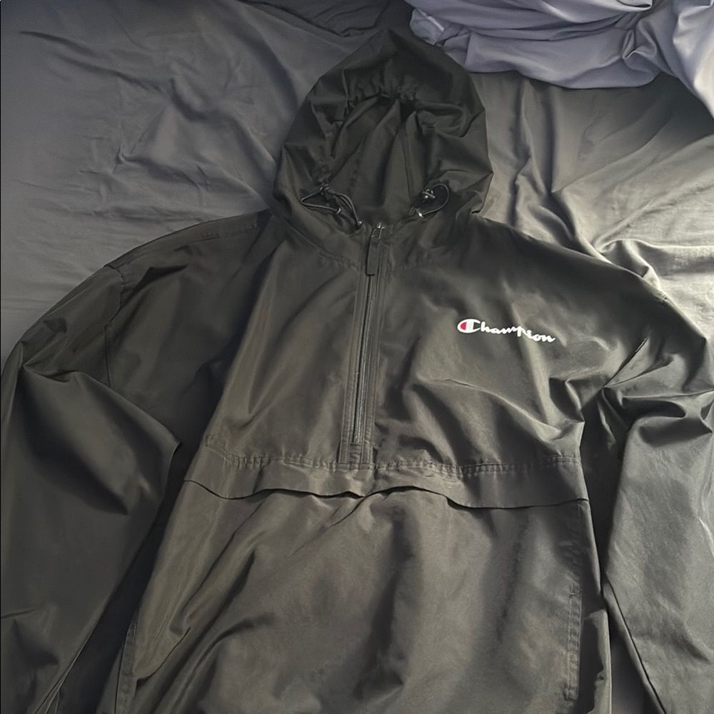 Champion Black Windbreaker Hooded Jacket
